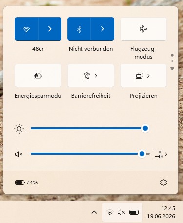Schnelleinstellungen mit Projizieren