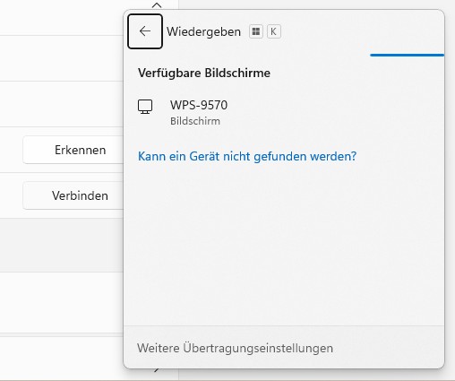 Windows+K Menü mit WPS-9570